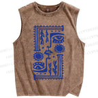 Unisex Vintage Weird Eye Graffiti Printed Washed Tank Top