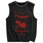 Unisex Japanese Fast Shark Printed Washed Tank Top