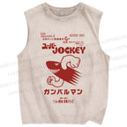 Unisex Japanese Fast Shark Printed Washed Tank Top