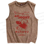 Unisex Japanese Fast Shark Printed Washed Tank Top