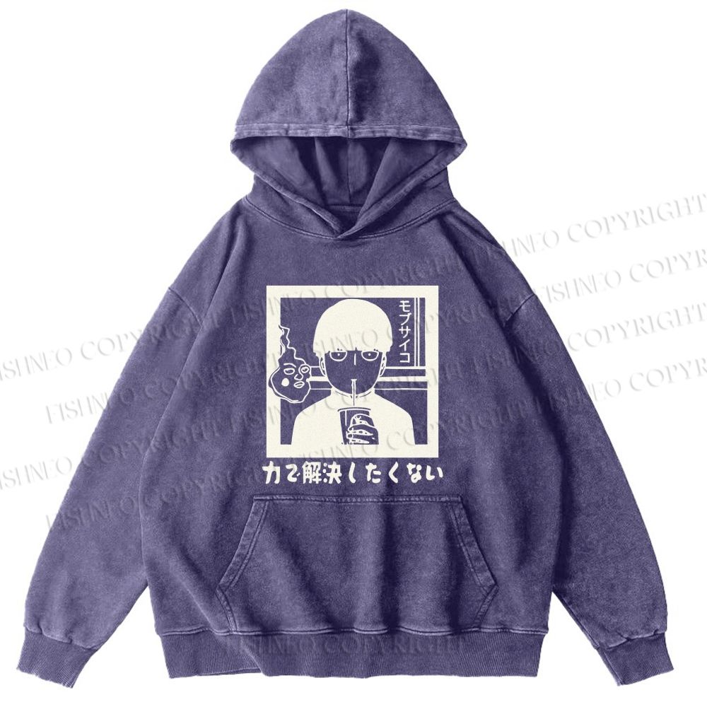 Unisex Japanese Anime Mob Psycho 100 Casual Printed Washed Hoodie