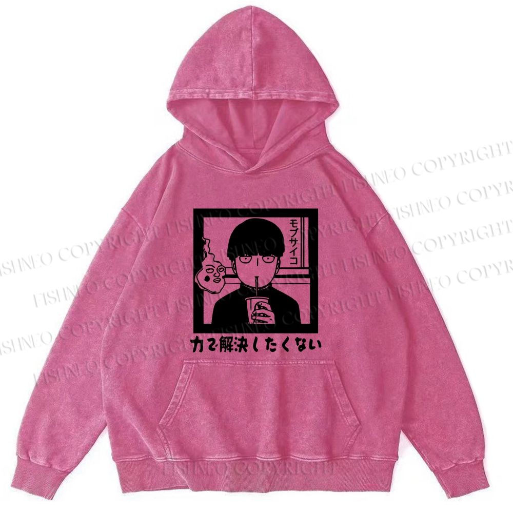 Unisex Japanese Anime Mob Psycho 100 Casual Printed Washed Hoodie
