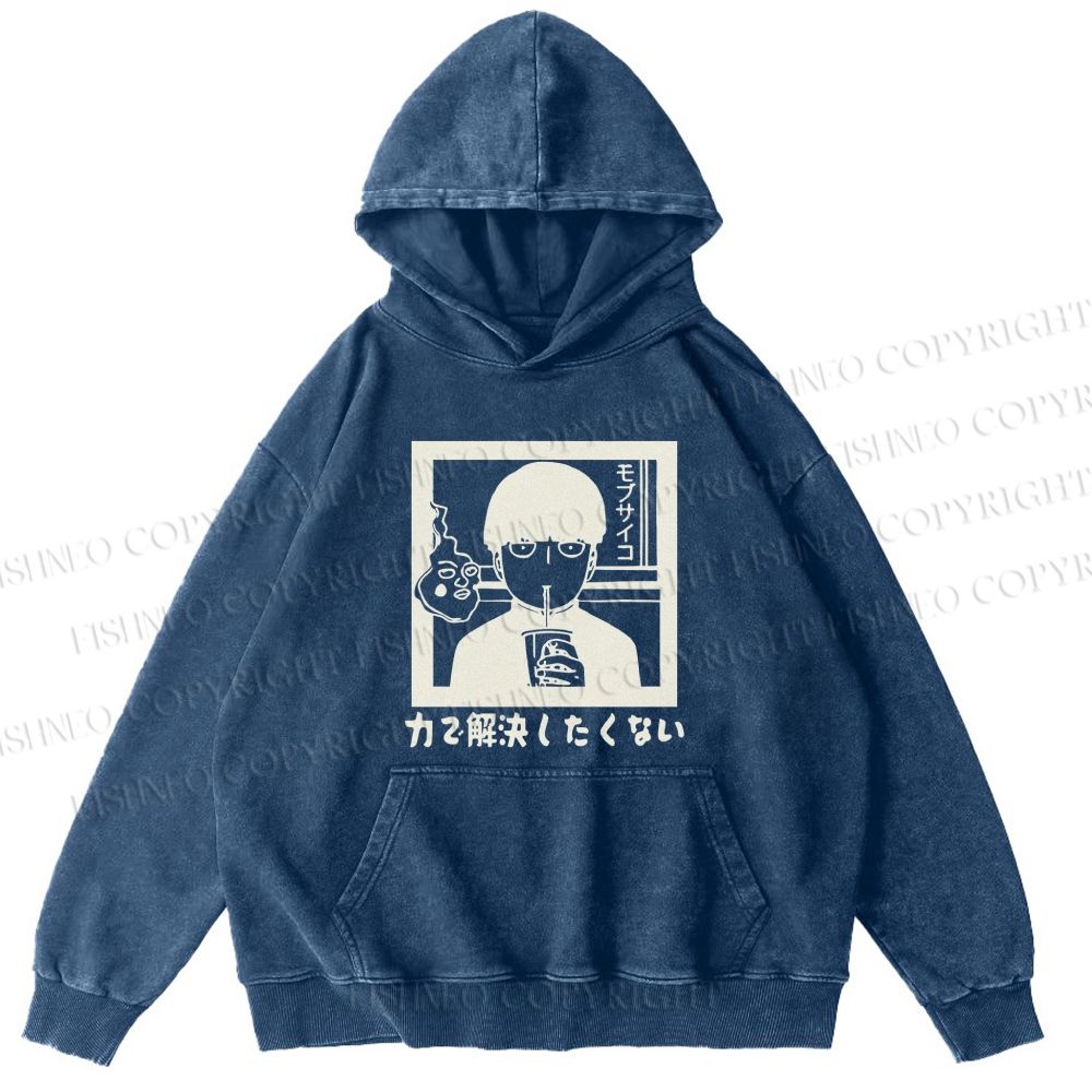 Unisex Japanese Anime Mob Psycho 100 Casual Printed Washed Hoodie