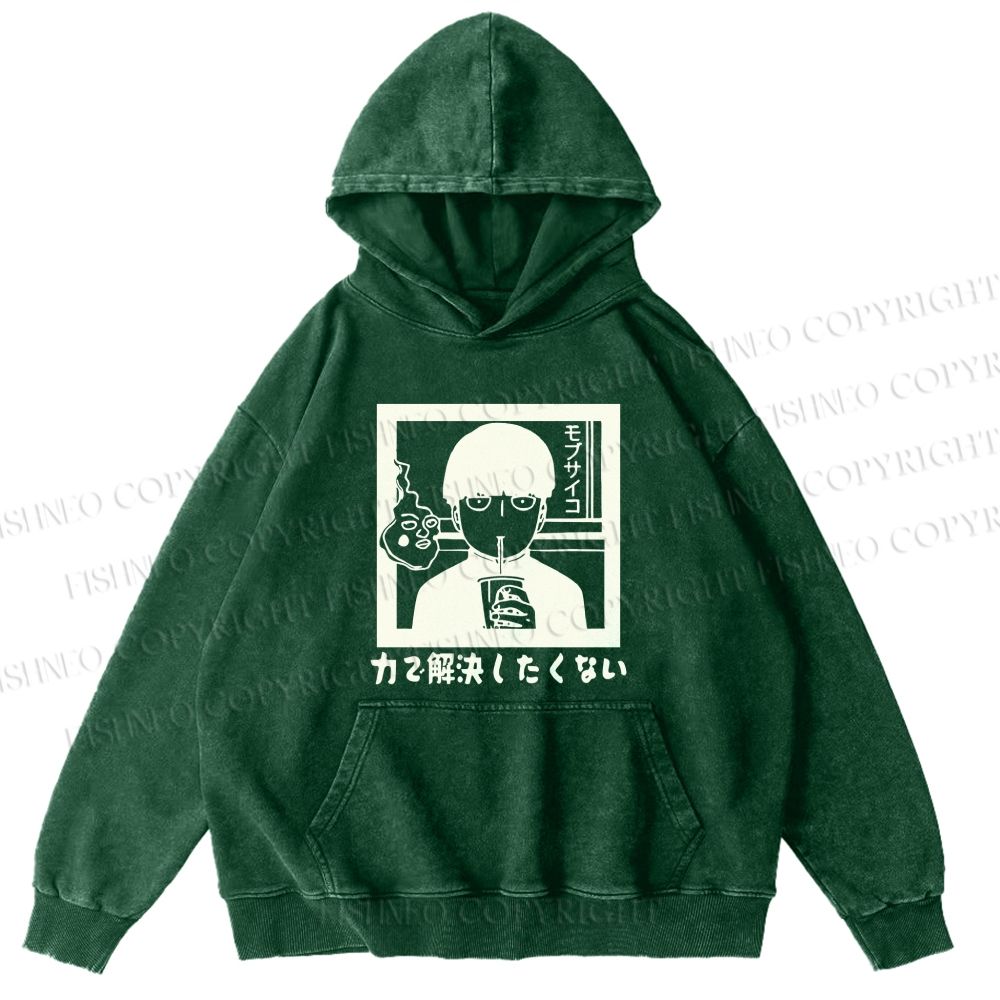 Unisex Japanese Anime Mob Psycho 100 Casual Printed Washed Hoodie