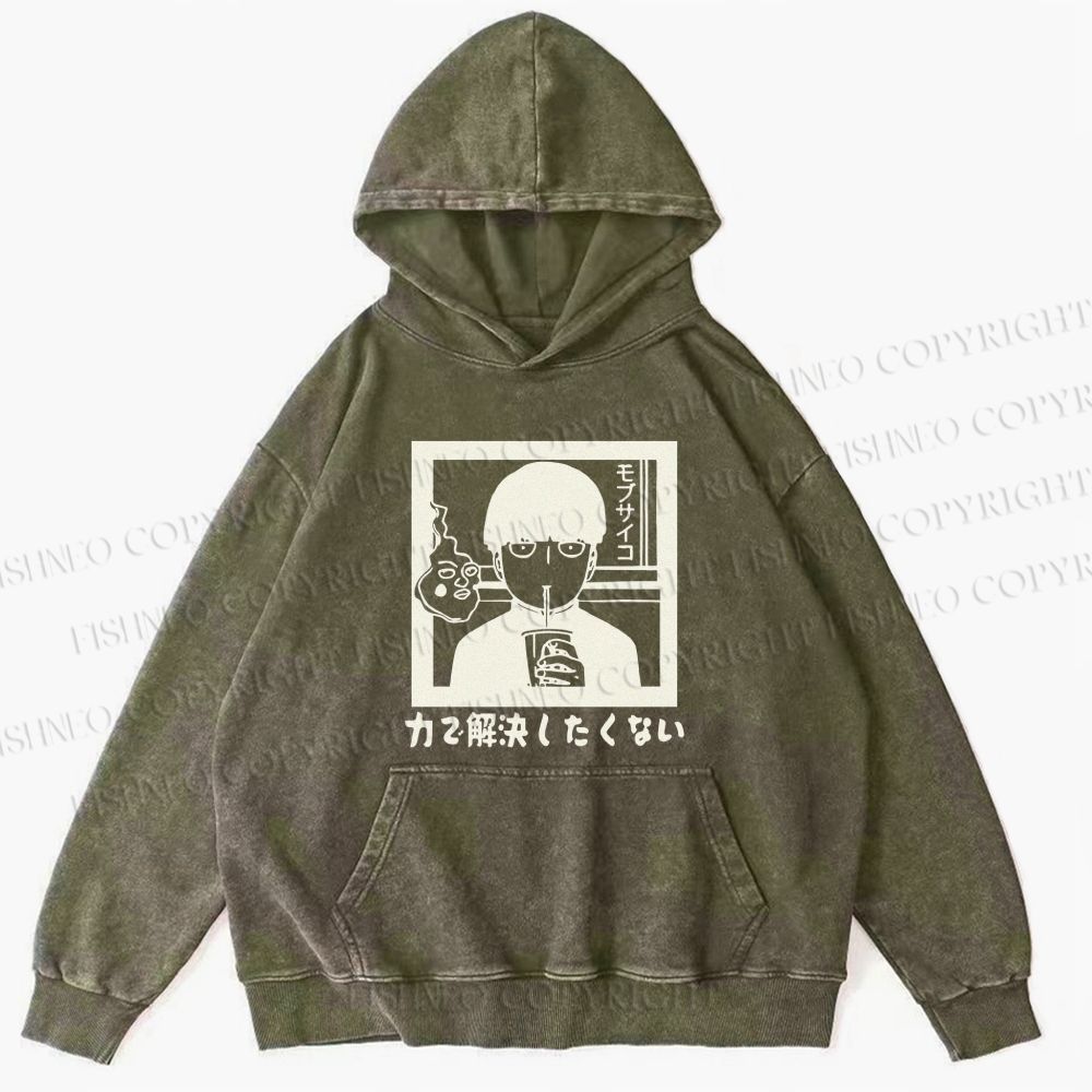 Unisex Japanese Anime Mob Psycho 100 Casual Printed Washed Hoodie