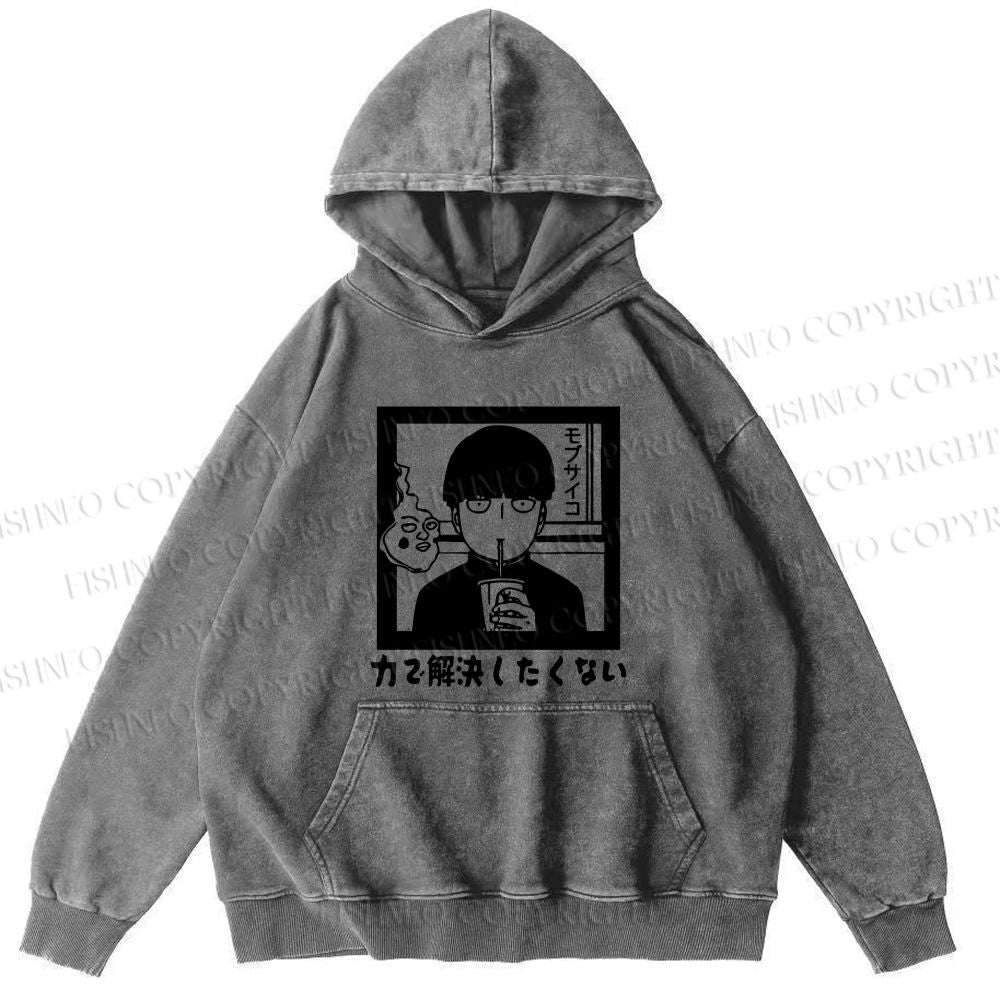 Unisex Japanese Anime Mob Psycho 100 Casual Printed Washed Hoodie