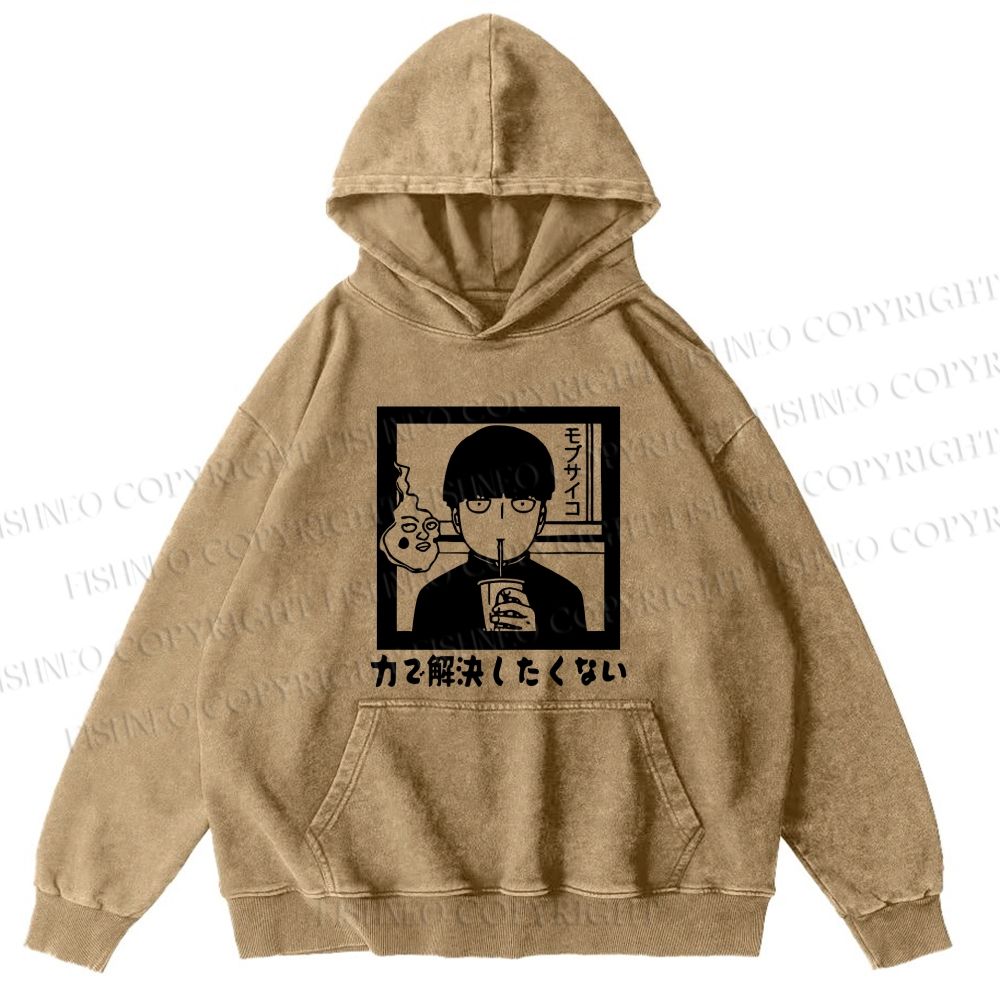 Unisex Japanese Anime Mob Psycho 100 Casual Printed Washed Hoodie