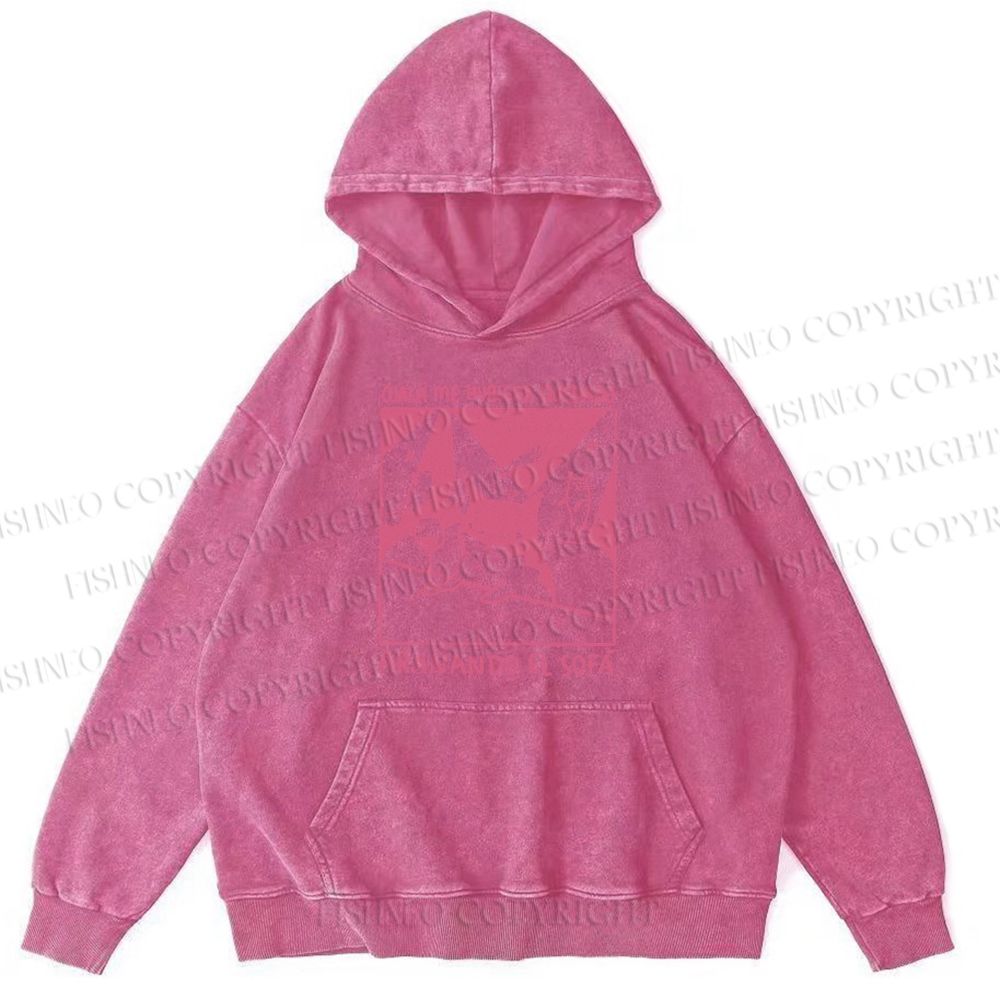 Unisex Funny Cat In A Bar Casual Printed Washed Hoodie