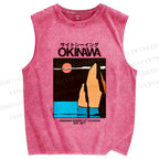 Unisex Okinawa Japan Printed Washed Tank Top