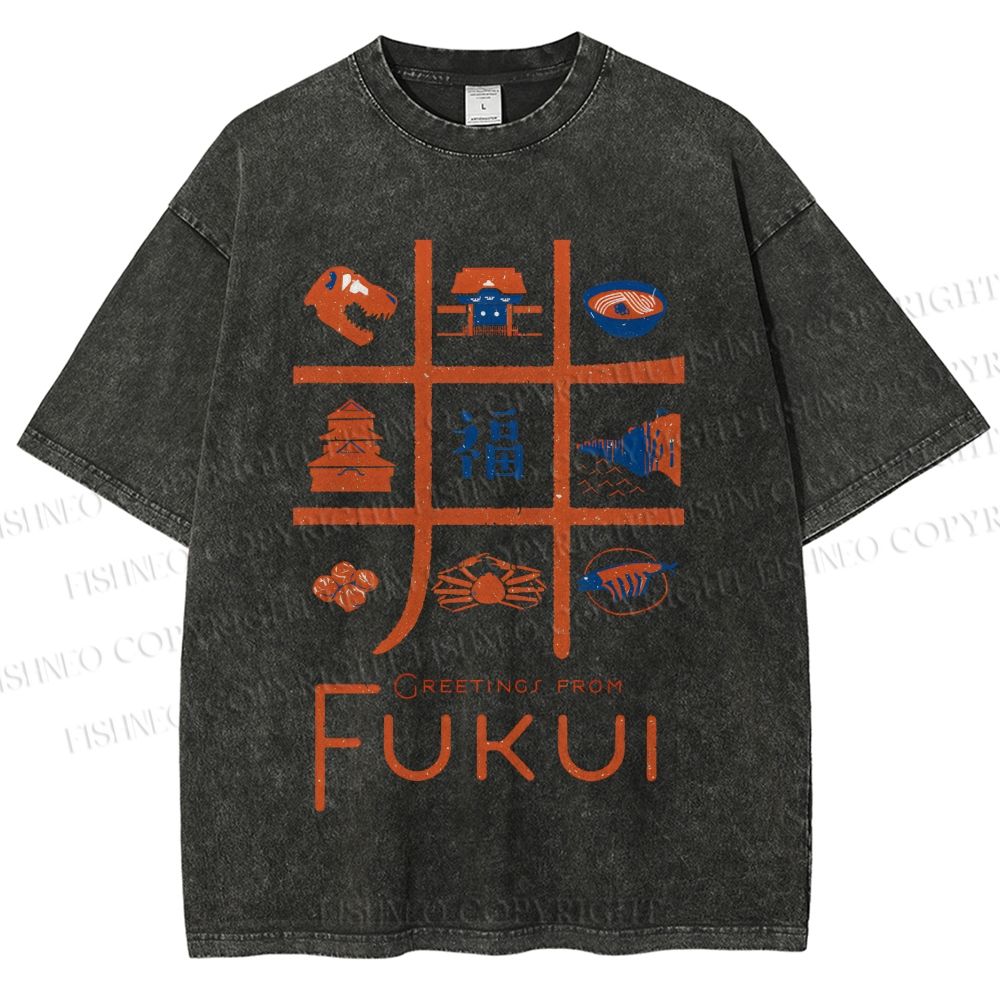 Unisex Fukui Printed Washed Tee