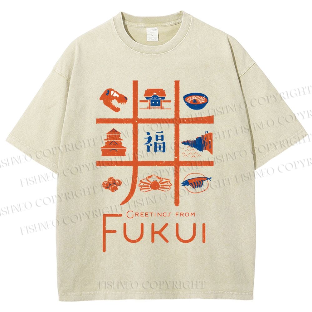 Unisex Fukui Printed Washed Tee