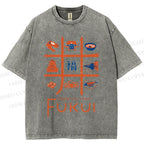 Unisex Fukui Printed Washed Tee