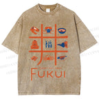Unisex Fukui Printed Washed Tee