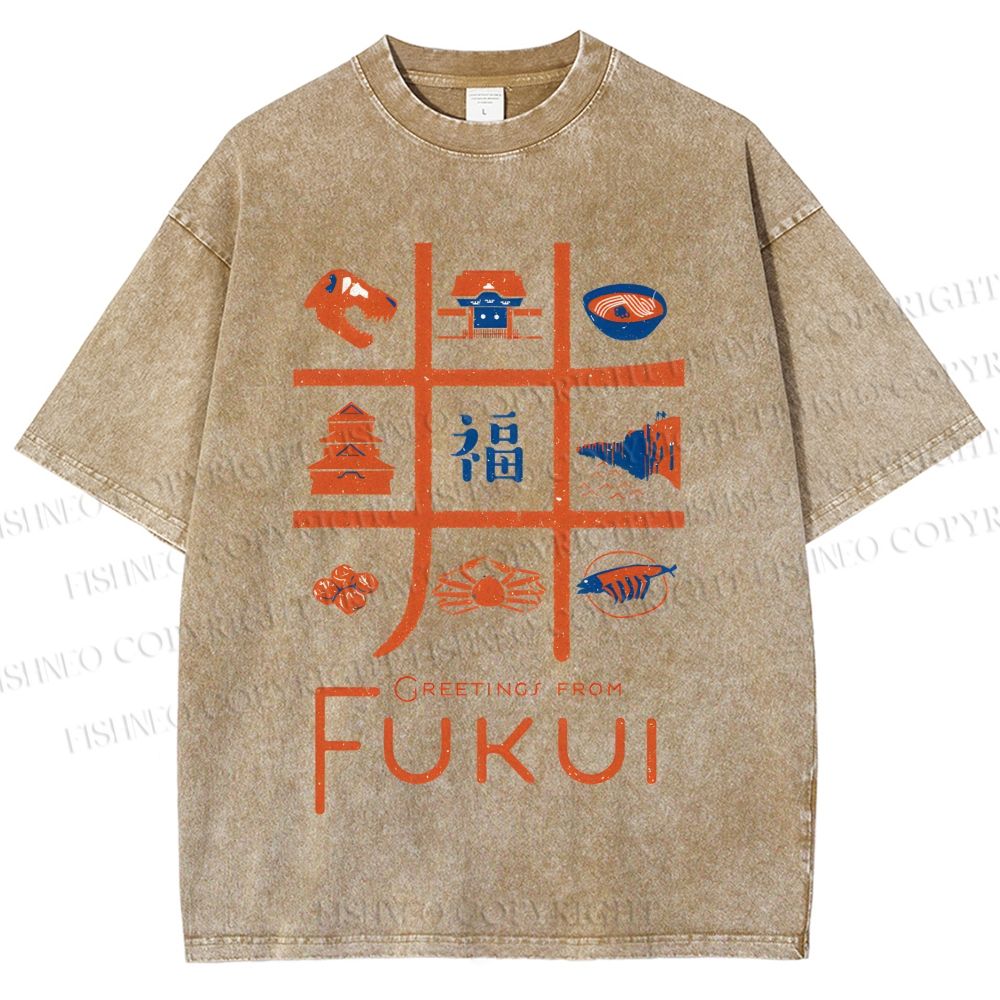 Unisex Fukui Printed Washed Tee