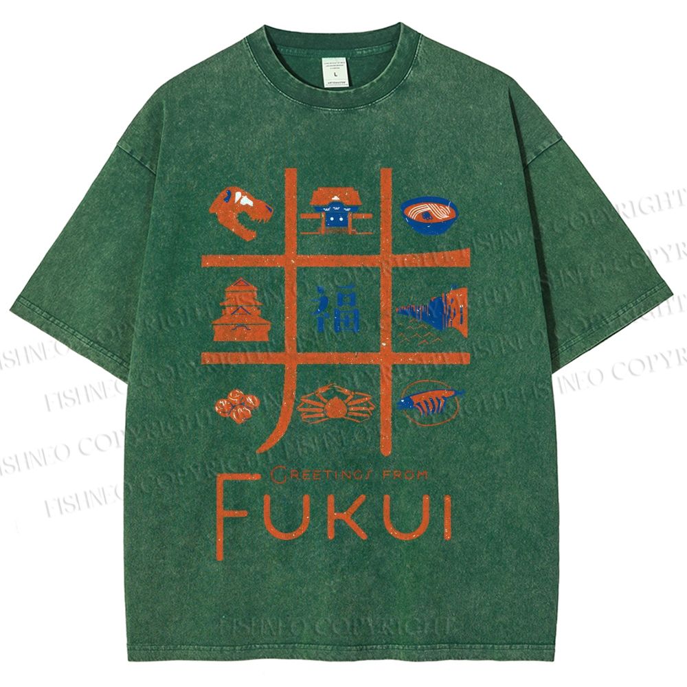 Unisex Fukui Printed Washed Tee