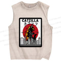 Unisex Catzilla Printed Washed Tank Top