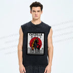 Unisex Catzilla Printed Washed Tank Top