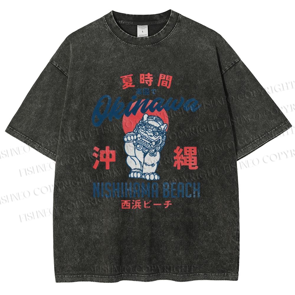 Unisex Okinawa Japan Printed Washed Tee