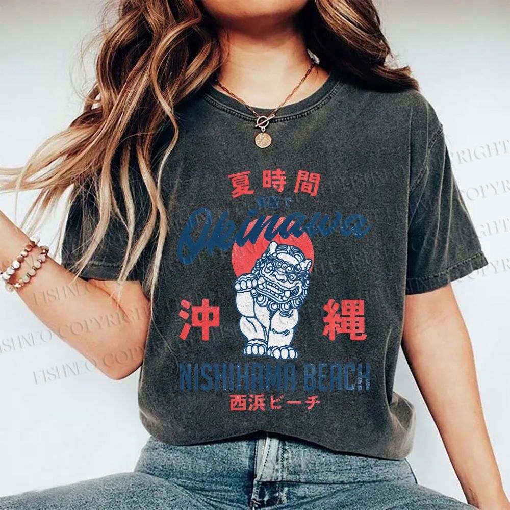 Unisex Okinawa Japan Printed Washed Tee