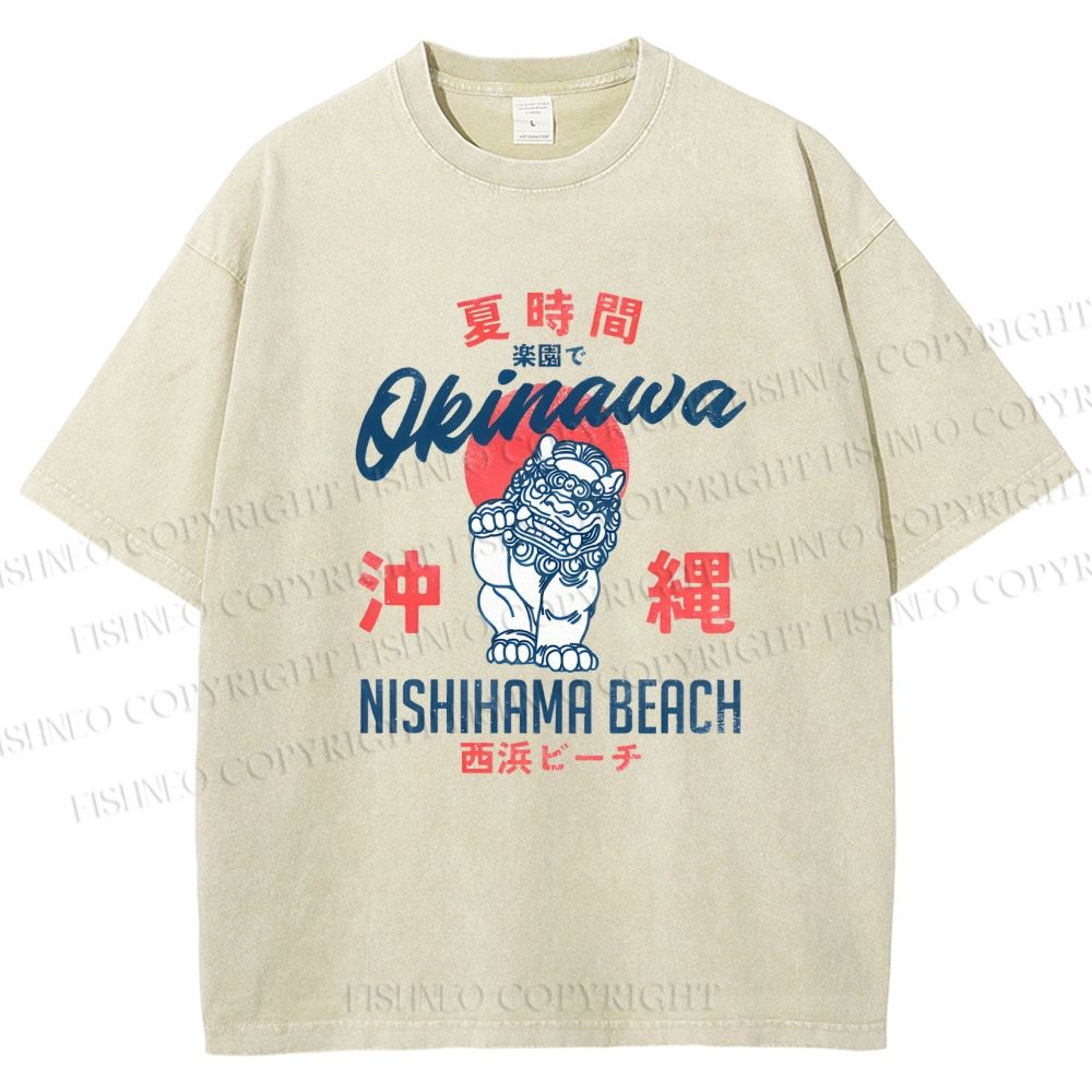 Unisex Okinawa Japan Printed Washed Tee