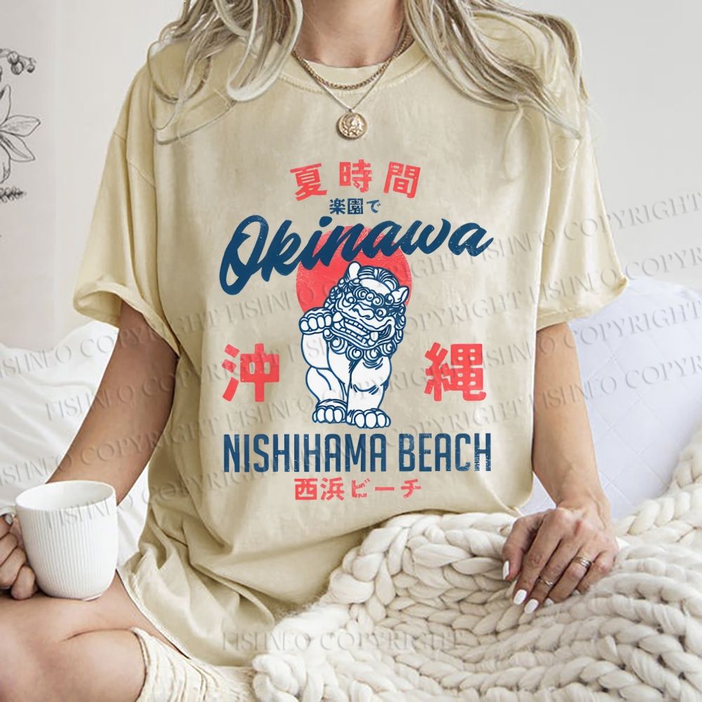 Unisex Okinawa Japan Printed Washed Tee