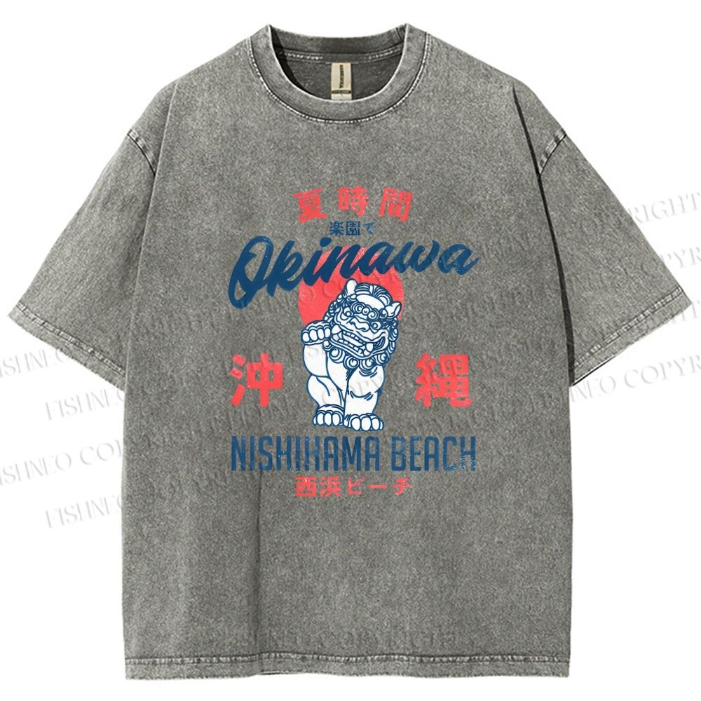 Unisex Okinawa Japan Printed Washed Tee