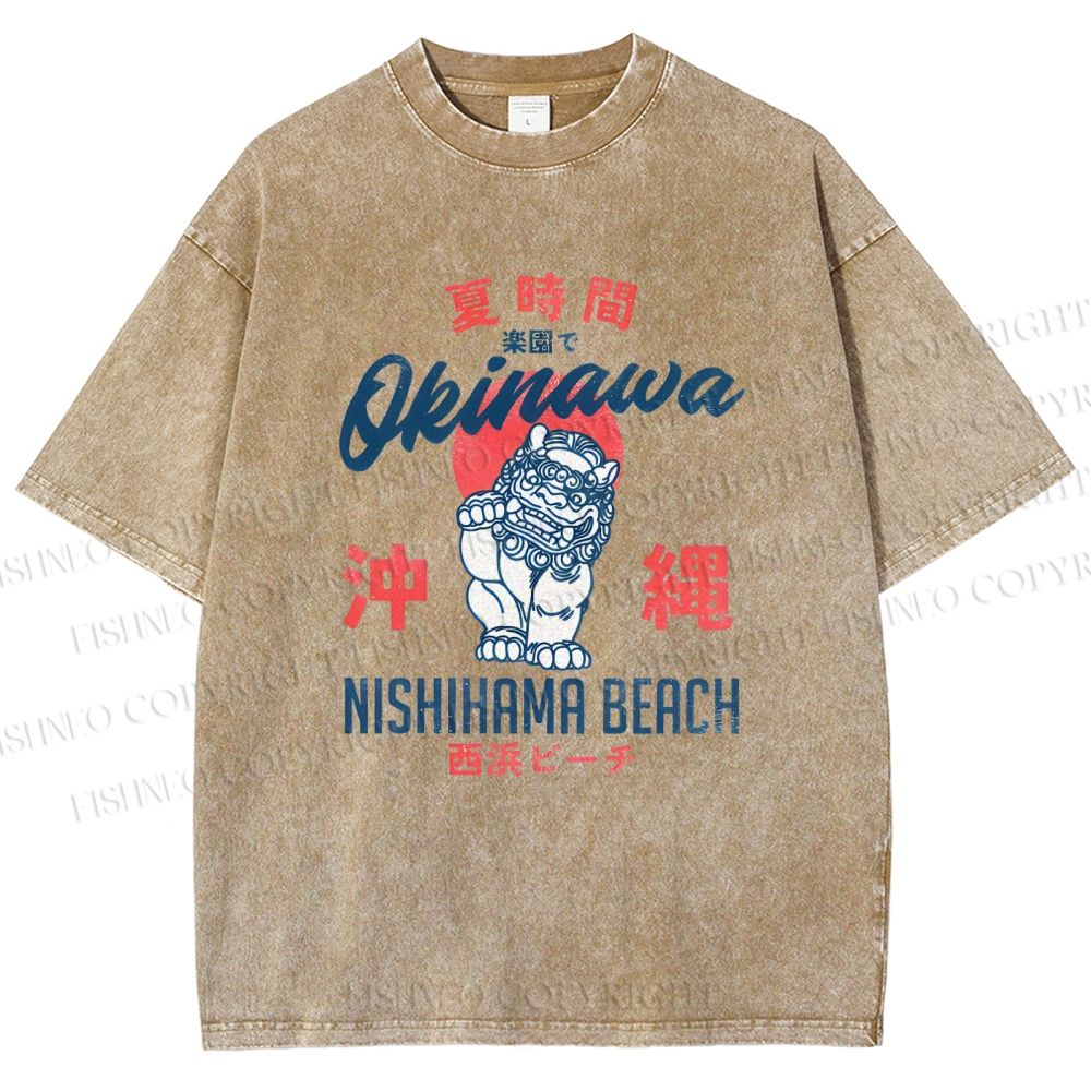 Unisex Okinawa Japan Printed Washed Tee
