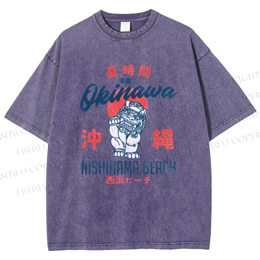 Unisex Okinawa Japan Printed Washed Tee