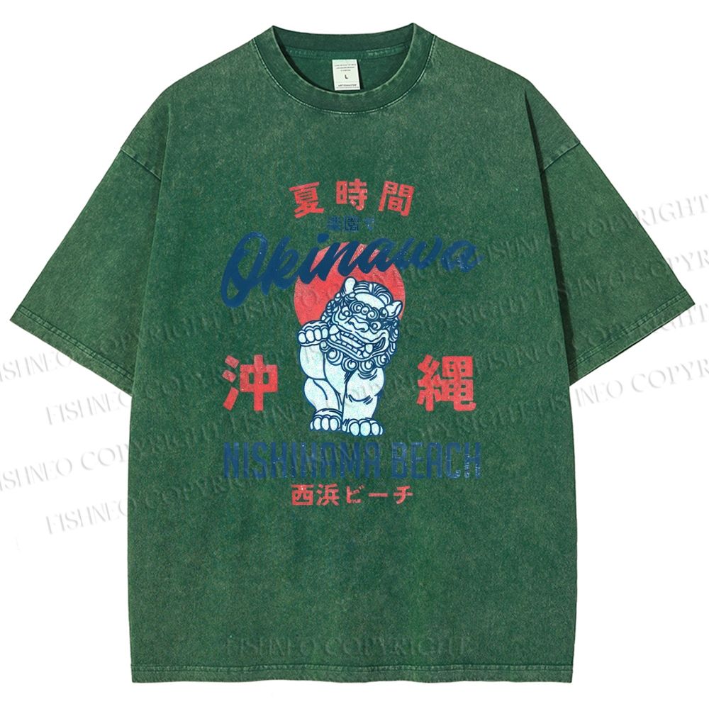 Unisex Okinawa Japan Printed Washed Tee