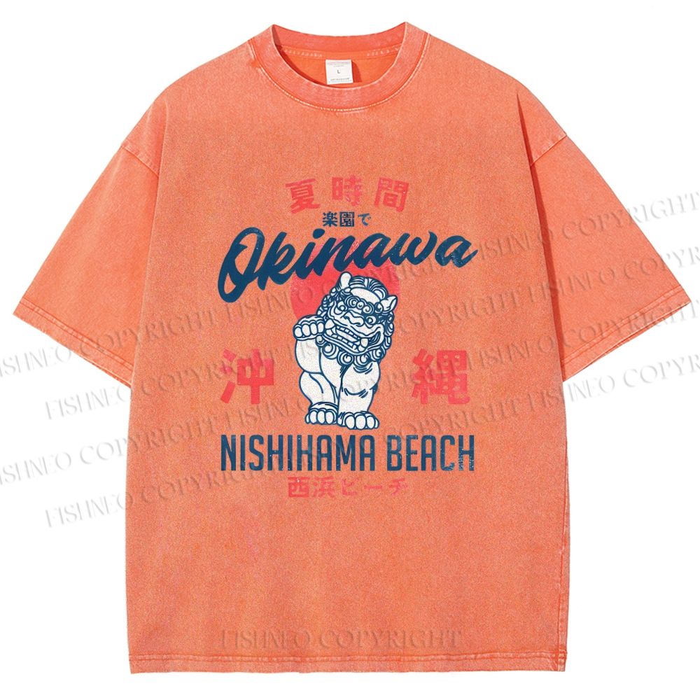 Unisex Okinawa Japan Printed Washed Tee