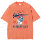 Unisex Okinawa Japan Printed Washed Tee