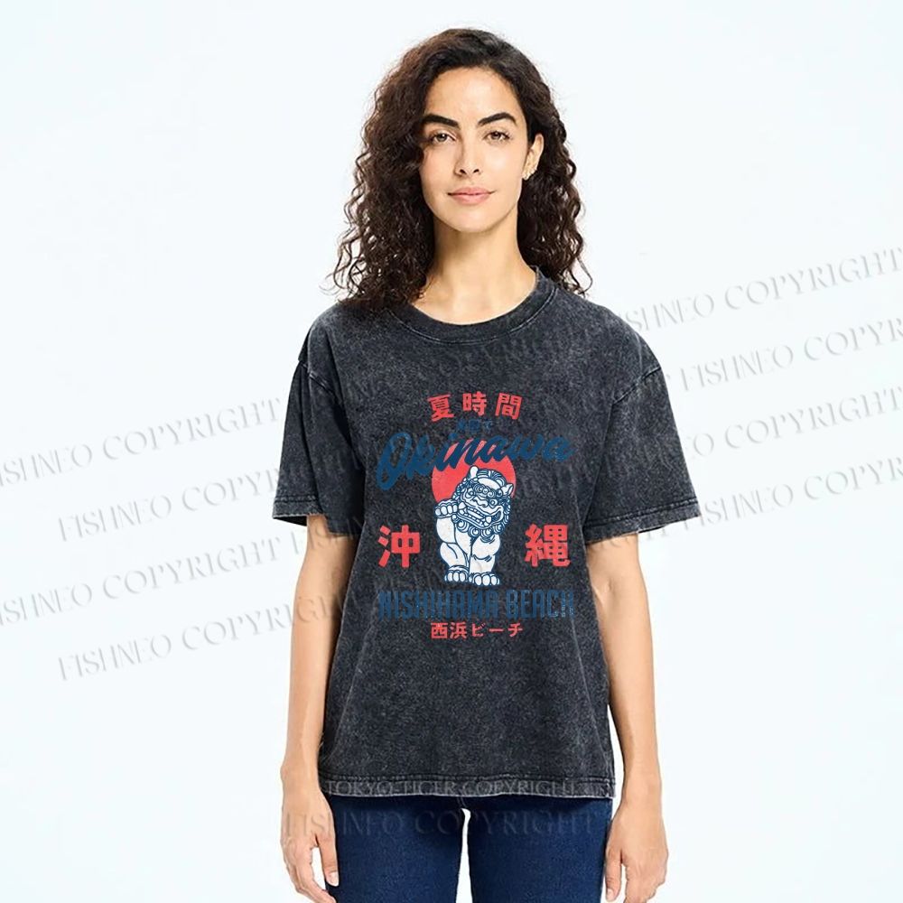 Unisex Okinawa Japan Printed Washed Tee