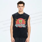Unisex Daijiyoubu Cat Printed Washed Tank Top