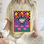 Unisex Artistic Portraits With Flowers Printed Washed Tee