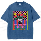 Unisex Artistic Portraits With Flowers Printed Washed Tee