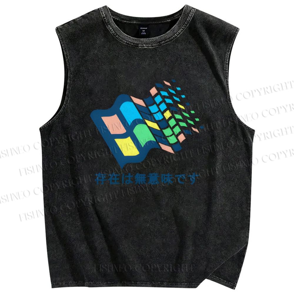 Unisex No Meaning Printed Washed Tank Top