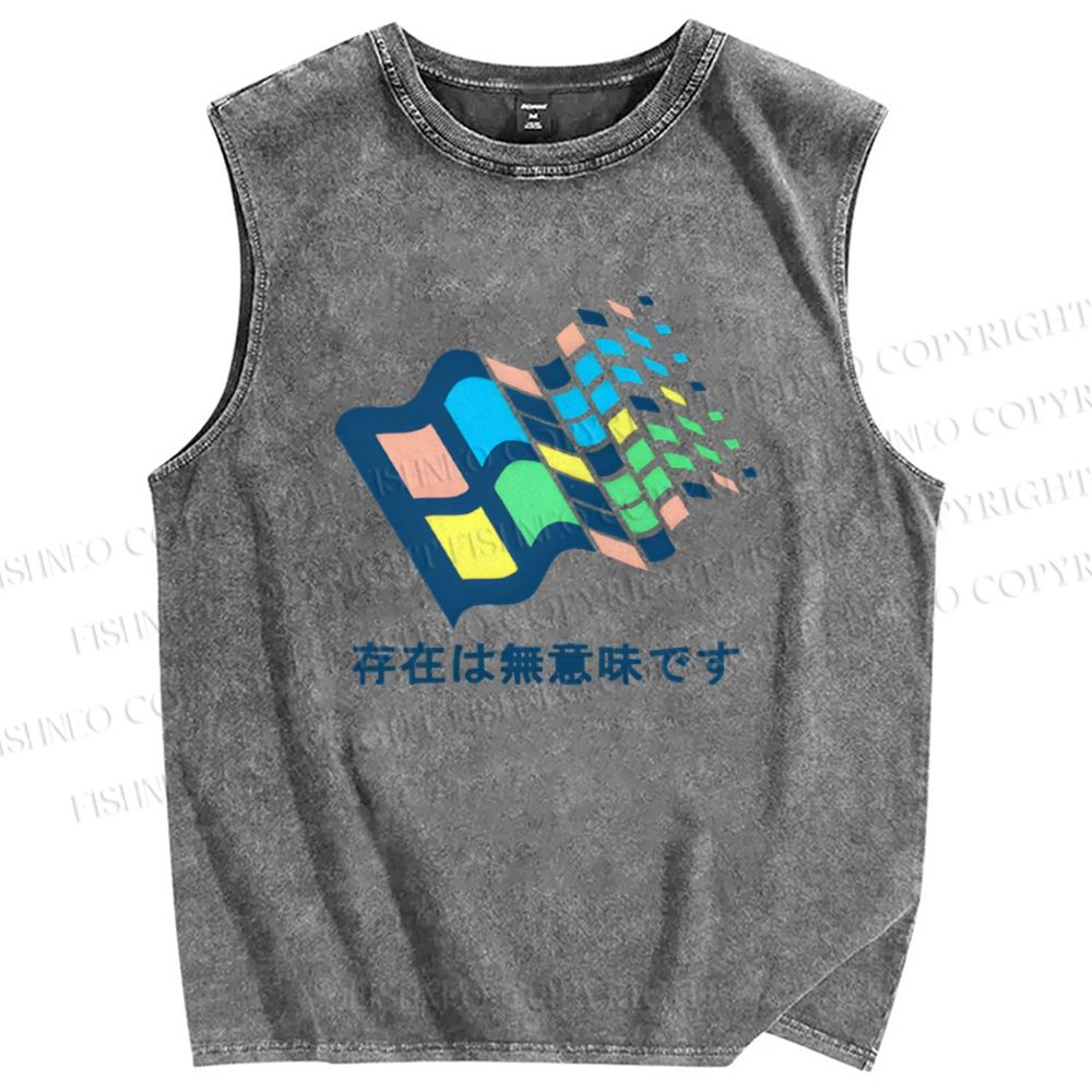 Unisex No Meaning Printed Washed Tank Top
