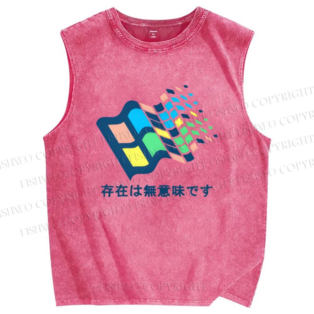 Unisex No Meaning Printed Washed Tank Top
