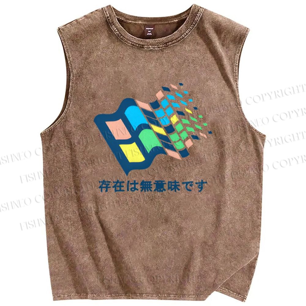 Unisex No Meaning Printed Washed Tank Top