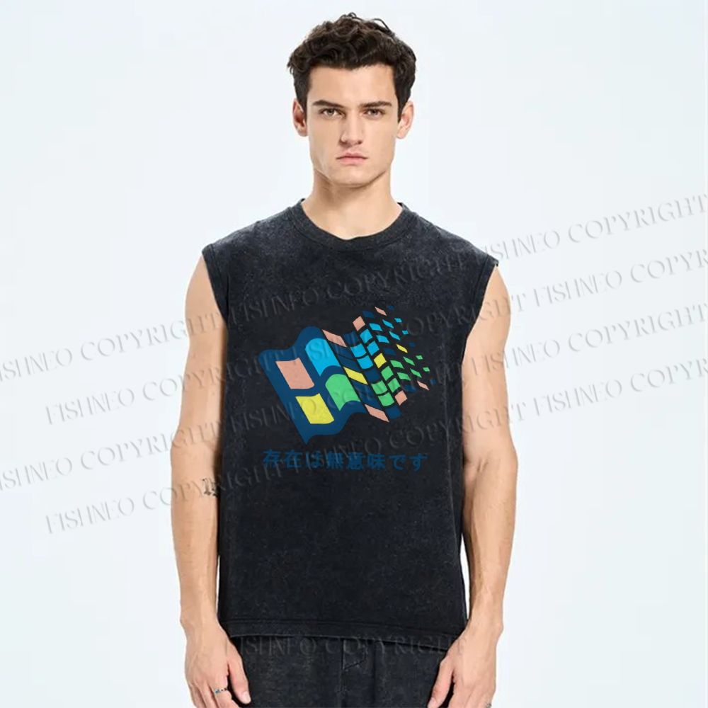 Unisex No Meaning Printed Washed Tank Top
