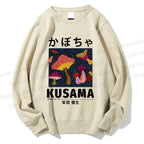 Unisex Yayoi Kusama Mushroom Printed Sweatshirt