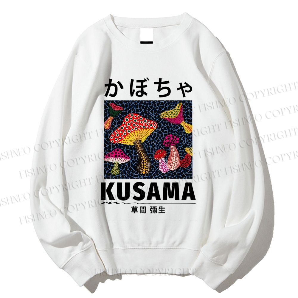 Unisex Yayoi Kusama Mushroom Printed Sweatshirt