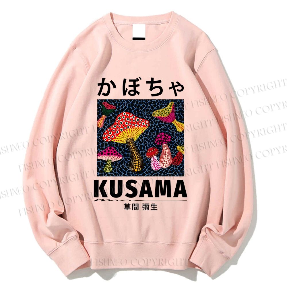 Unisex Yayoi Kusama Mushroom Printed Sweatshirt