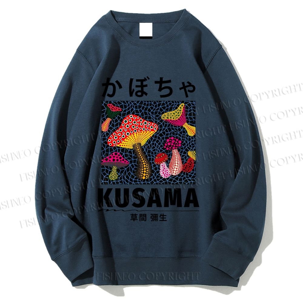 Unisex Yayoi Kusama Mushroom Printed Sweatshirt