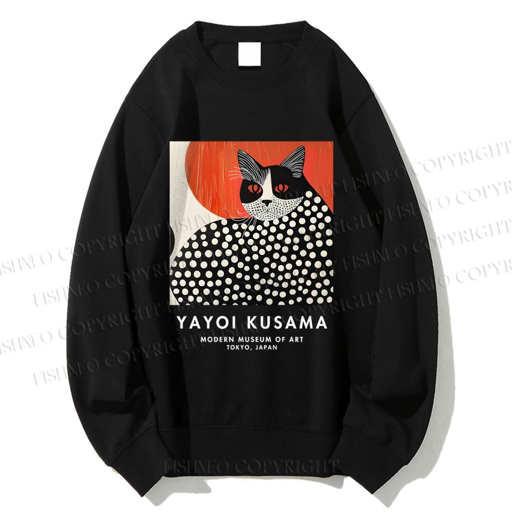 Unisex Yayoi Kusama Cat Printed Sweatshirt