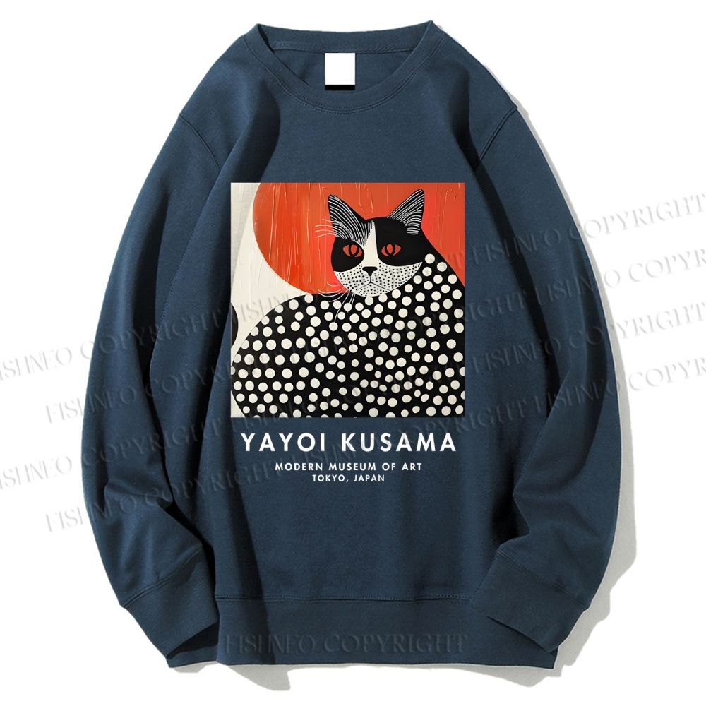 Unisex Yayoi Kusama Cat Printed Sweatshirt