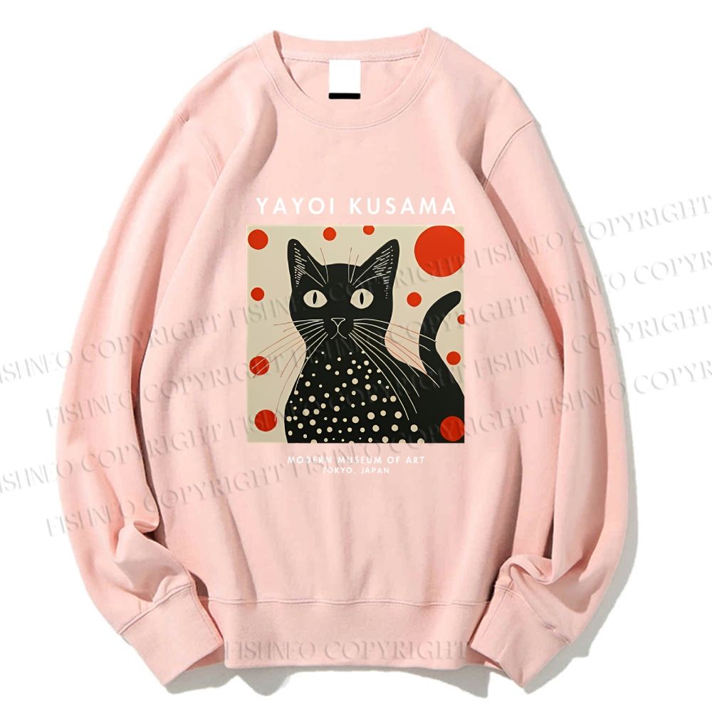 Unisex Yayoi Kusama Cat Printed Sweatshirt