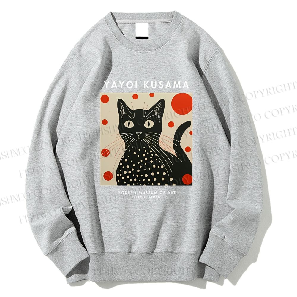 Unisex Yayoi Kusama Cat Printed Sweatshirt