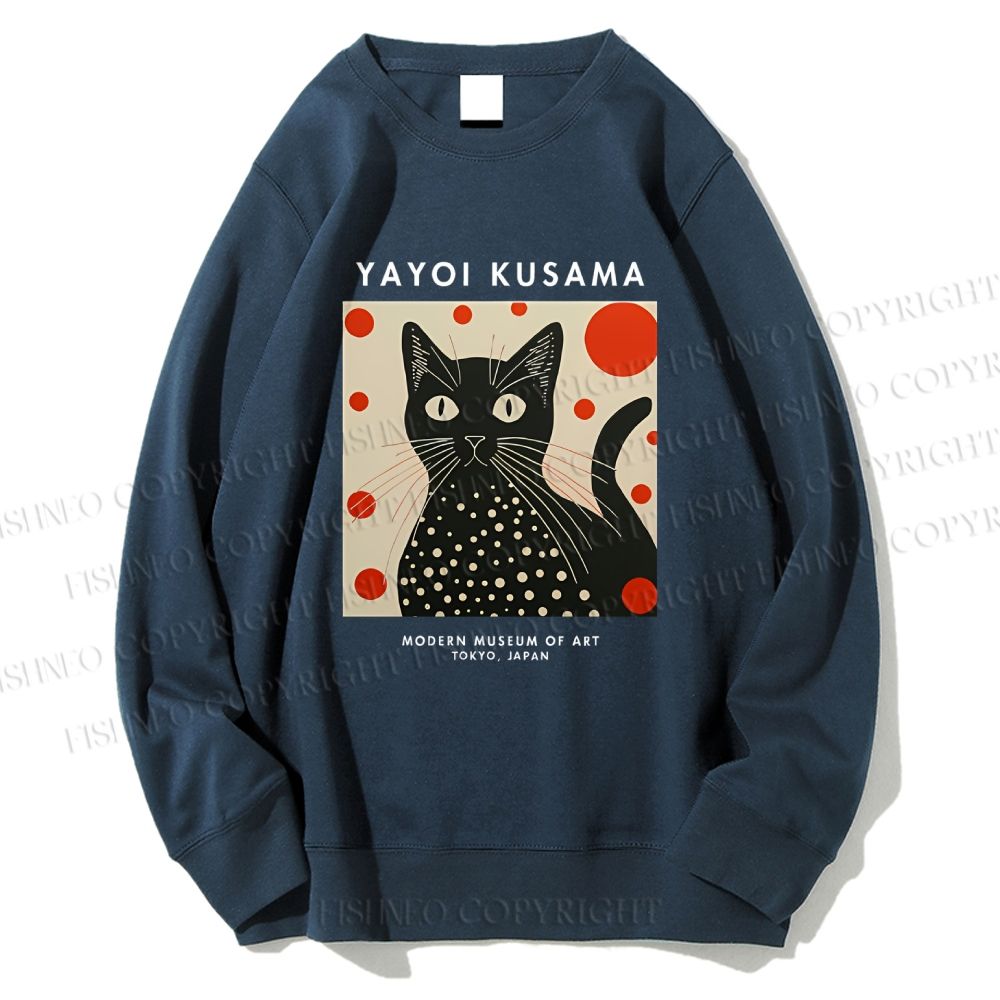Unisex Yayoi Kusama Cat Printed Sweatshirt