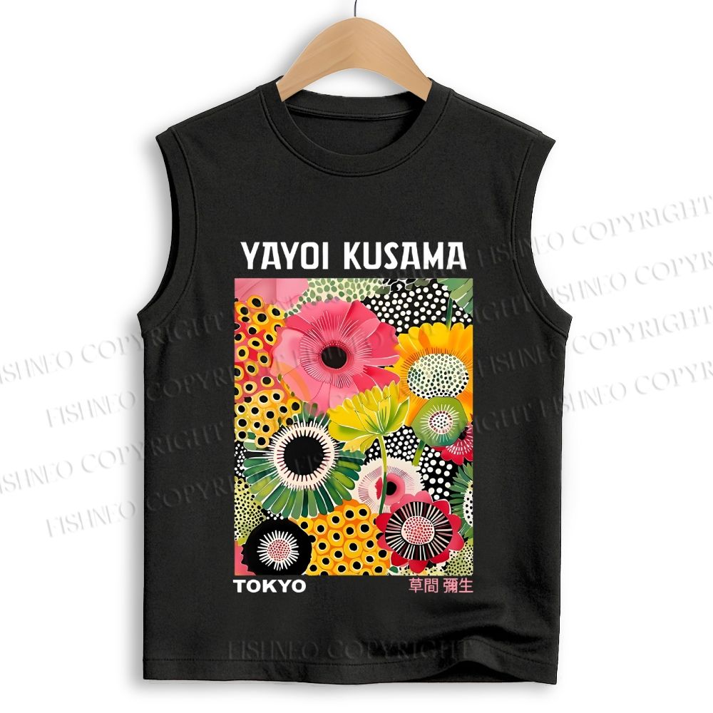 Unisex Flowers Yayoi Kusama Printed Cotton Tank Top